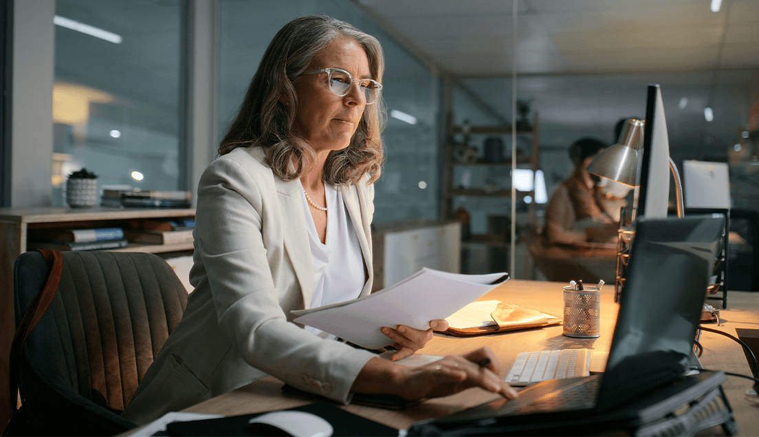 Woman working at desk in office