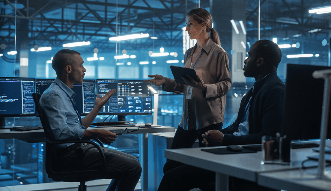 Team working in security operations center